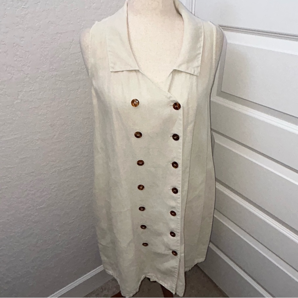 Vintage Kiko Comfortable Clothing Sleeveless Tunic A-Line Linen Dress